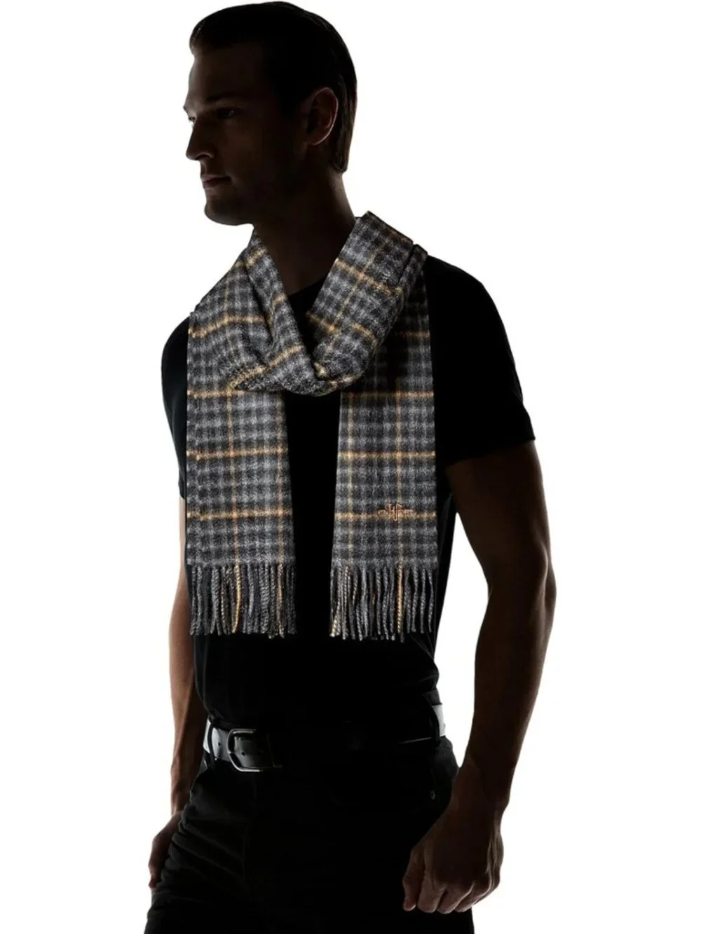 Ultra-Soft 100% Cashmere Scarf for Men - Patterned Winter Accessory, 66